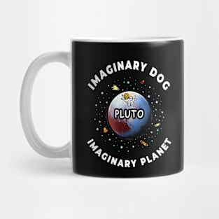 🪐 Pluto, Imaginary Dog and Planet, Funny Outer Space Mug